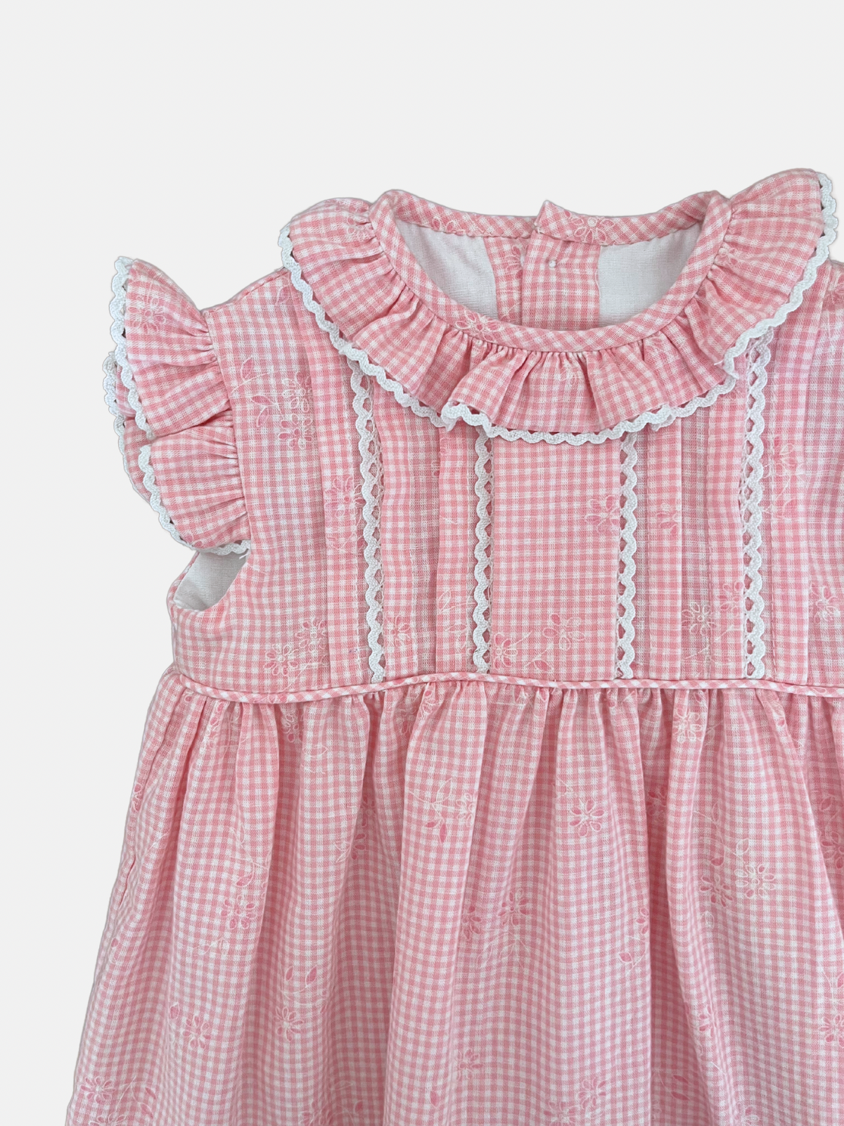 Vestido Emilia en vichy rosado 9M