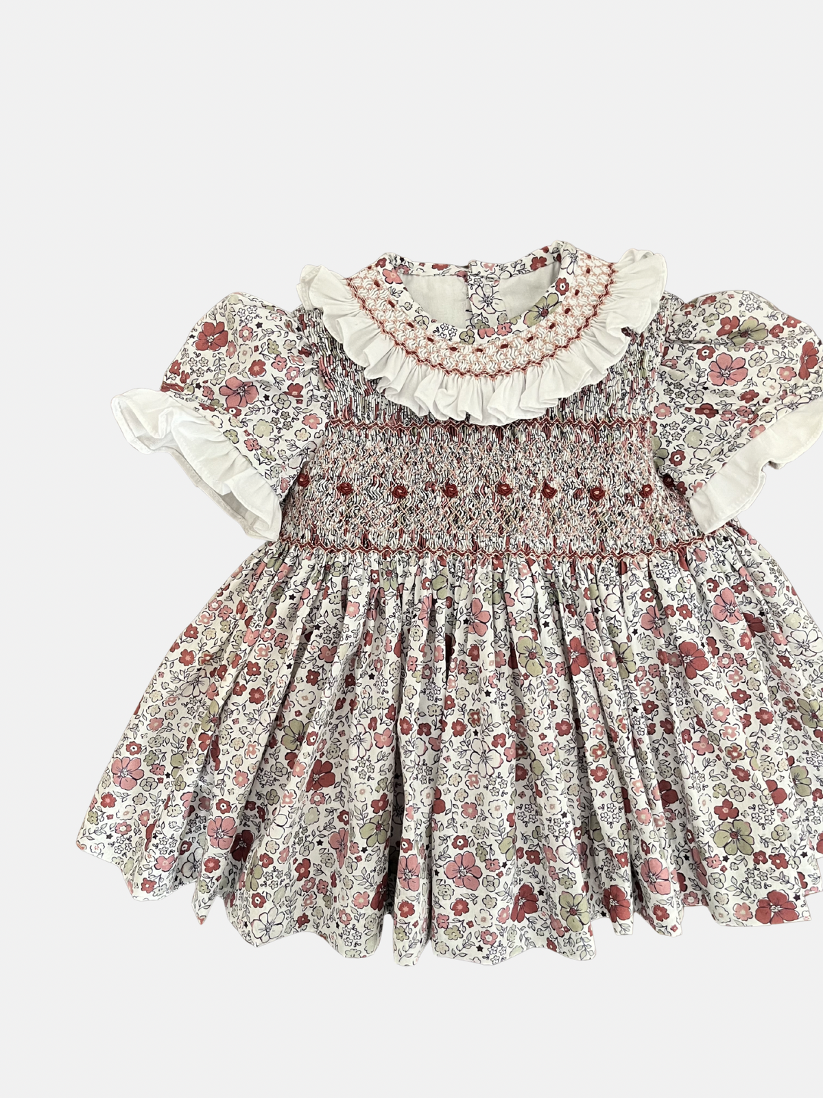 Vestido Carlota en flores vinotinto