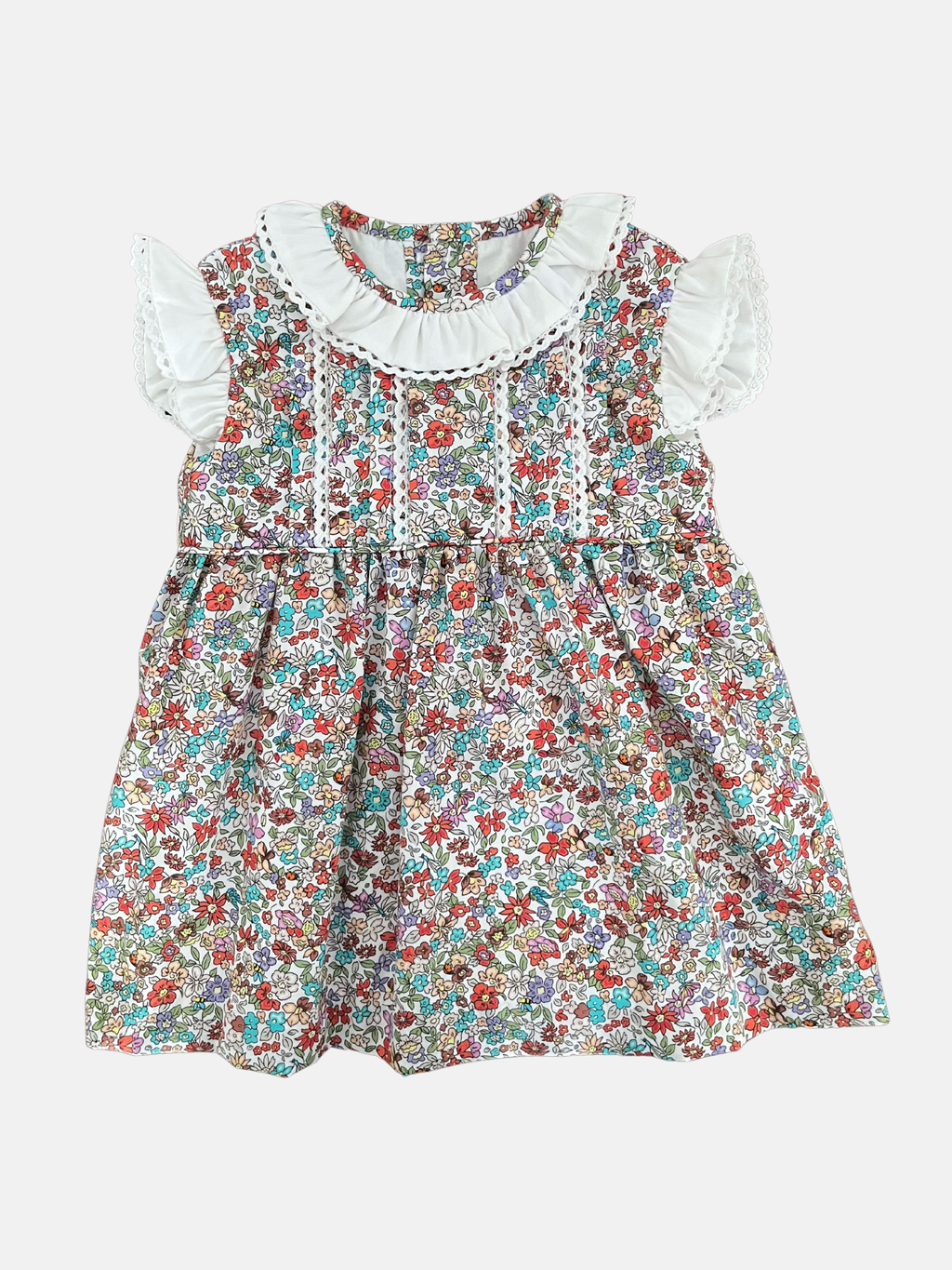 Vestido Emilia en flores rojas 12M