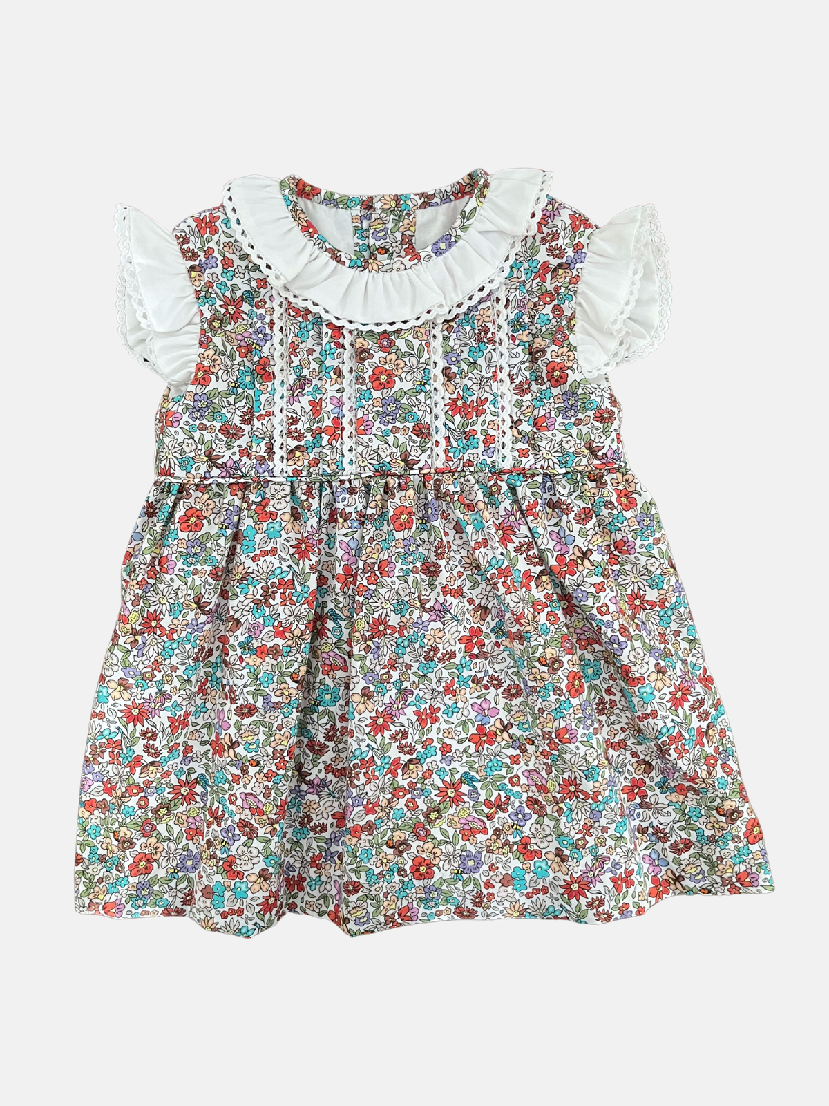 Vestido Emilia en flores rojas 12M