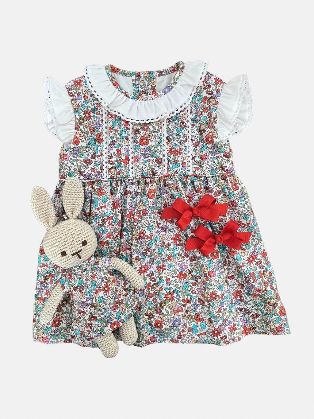 Vestido Emilia en flores rojas 12M