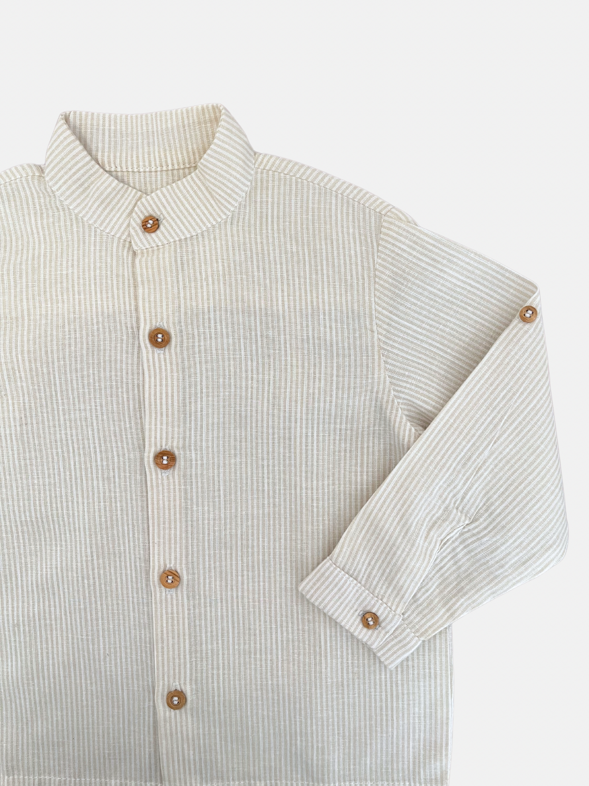 Camisa Manuel en Lino de Rayas Beige