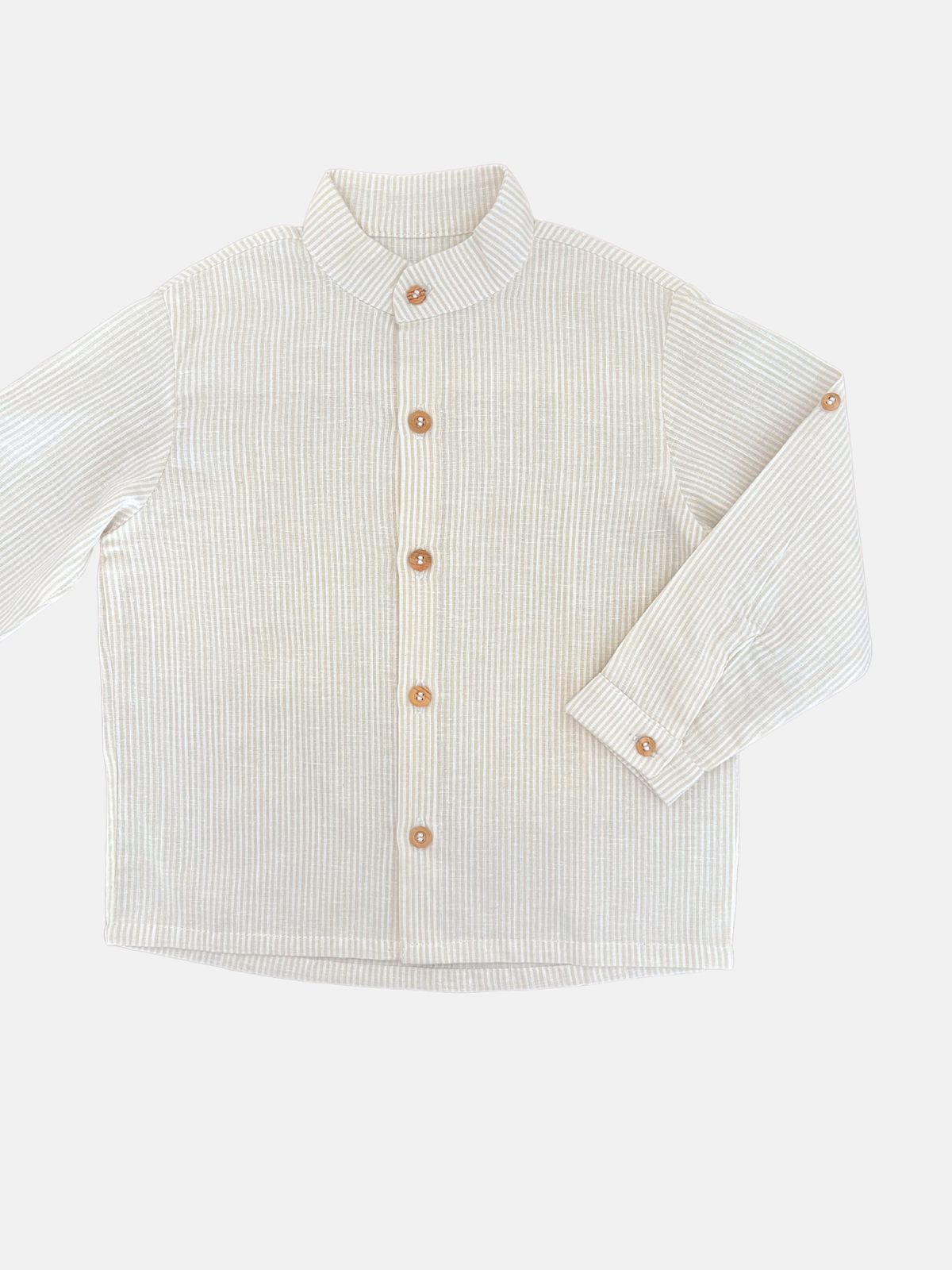 Camisa Manuel en Lino de Rayas Beige